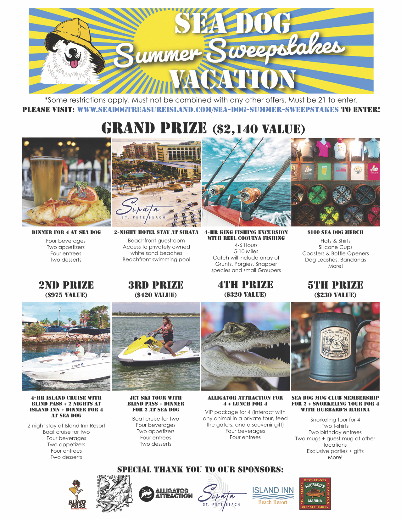 CLIENT NEWS: Treasure Island Sea Dog Brew Pub To Give Away Over $4000 in Vacation Prizes
