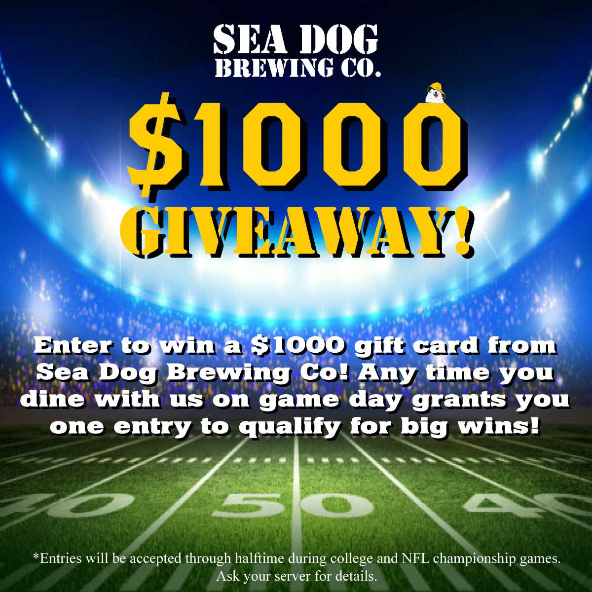 CLIENT NEWS: Sea Dog Brewing to Award $2000 in Cash to Football Fans