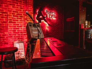 piano at Ruby's Elixir and Central Cigars in downtown St. Petersburg, FL
